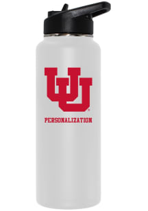 Utah Utes Personalized 34oz Quencher Stainless Steel Bottle - White