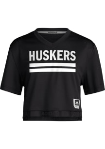 Nebraska Cornhuskers Womens Adidas Cropped Fashion Football Jersey - Black