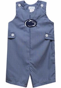 Vive La Fete Penn State Nittany Lions Baby Navy Blue Gingham Overalls