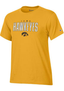 Champion Iowa Hawkeyes Womens Yellow Applique Short Sleeve T-Shirt