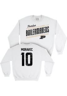 Nataly Moravec  Campus Ink Purdue Boilermakers Youth White NIL Slant Long Sleeve Crew Sweatshirt