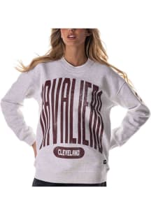 Cleveland Cavaliers Womens Ash Double Collar Crew Sweatshirt