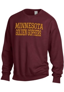 ComfortWash Minnesota Golden Gophers Mens Maroon Stacked Garment Dyed Long Sleeve Crew Sweatshirt