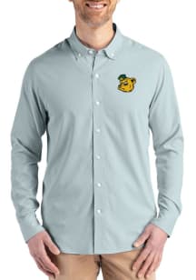 Cutter and Buck Baylor Bears Mens Green Vault Confidence Pinstripe Long Sleeve Dress Shirt