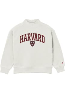 League Harvard Crimson Girls Oatmeal Heather Arch Sheild Long Sleeve Sweatshirt