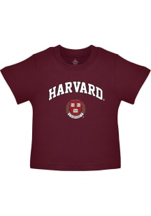 Harvard Crimson Boys Maroon Wordmark Crest Short Sleeve T-Shirt