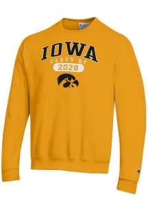 Champion Iowa Hawkeyes Mens Gold Class of 2028 Powerblend Long Sleeve Crew Sweatshirt