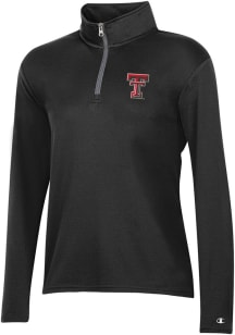 Champion Texas Tech Red Raiders Womens Black Mock Mesh Qtr Zip Pullover