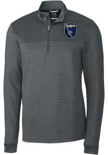 Cutter and Buck San Jose Earthquakes Mens Graphite Traverse Stripe Long Sleeve Qtr Zip Pullover