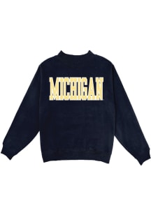 Blue 84 Michigan Wolverines Womens Navy Blue Butter Gingham Crew Sweatshirt