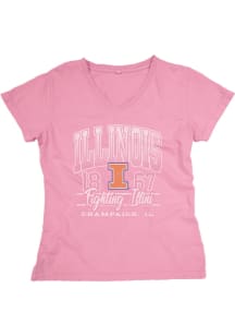 Blue 84 Illinois Fighting Illini Womens Pink Dyed Short Sleeve T-Shirt