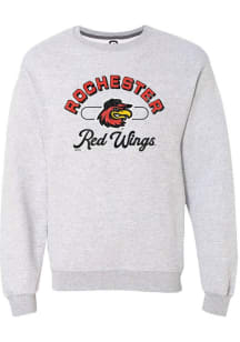 Summit Sportswear Rochester Red Wings Mens Grey Vintage Arch Script Long Sleeve Hoodie