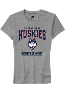 Summit Sportswear UConn Huskies Womens Grey Women's Ice Hockey Short Sleeve T-Shirt