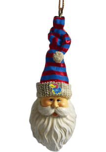 Kansas Jayhawks Santa with Knit Cap Ornament - Blue