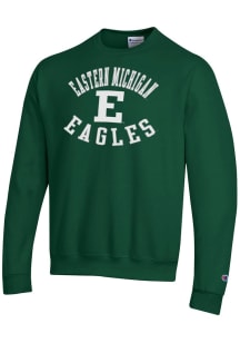 Champion Eastern Michigan Eagles Mens Green Name and Mascot Powerblend Long Sleeve Crew Sweatshirt