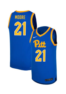 Macari Moore   Pitt Panthers Blue Basketball NIL Name And Number Jersey