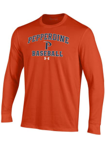 Under Armour Pepperdine Waves Orange Baseball Performance Long Sleeve T Shirt