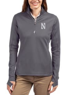 Cutter and Buck Northwestern Wildcats Womens Graphite Traverse Qtr Zip Pullover