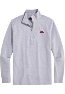 Vineyard Vines Arkansas Razorbacks Mens Charcoal Saltwater Long Sleeve Qtr Zip Pullover