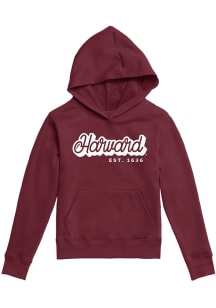 Harvard Crimson Youth Maroon Script Wordmark Long Sleeve Hoodie