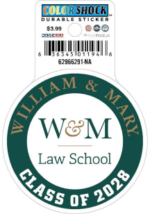 William & Mary Tribe Law Class of 2028 Auto Decal - Green