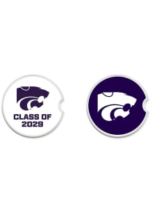 K-State Wildcats Class of 2029 Set of 2 Car Coaster - White