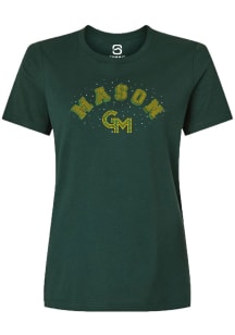 Summit Sportswear George Mason University Womens Green Rhinestone and Pearl Short Sleeve T-Shirt