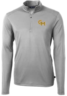 Cutter and Buck George Mason University Mens Grey Virtue Eco Pique QZ Long Sleeve Qtr Zip Pullover