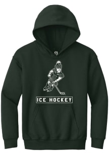 Summit Sportswear Michigan State Spartans Youth Green Sparty Playing Ice Hockey Long Sleeve Hoodie