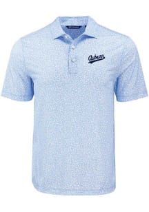 Cutter and Buck Auburn Tigers Mens Light Blue Flora Script Short Sleeve Polo