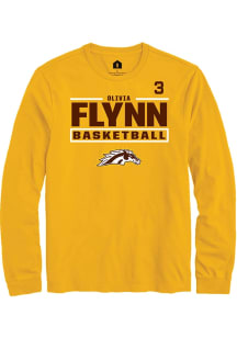 Olivia Flynn Western Michigan Broncos Gold NIL Stacked Box Long Sleeve Player T Shirt