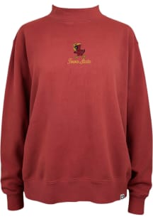 Summit Sportswear Iowa State Cyclones Womens Cardinal Pigment Dyed Mock Crew Sweatshirt