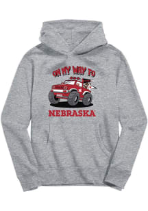 Vive La Fete Nebraska Cornhuskers Toddler Grey On My Way Long Sleeve Hooded Sweatshirt
