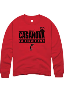 Ronan Casanova Cincinnati Bearcats Mens Red Football NIL Stacked Box Player Crew