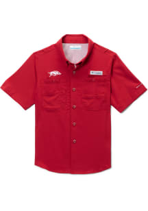 Columbia Arkansas Razorbacks Youth Crimson Tamiami Short Sleeve Polo Shirt