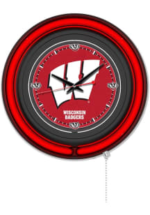 Wisconsin Badgers Double Neon Wall Clock