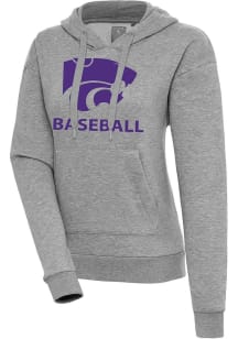 Antigua K-State Wildcats Womens Grey Heather Baseball  Victory Hooded Sweatshirt