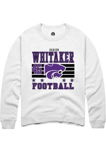 Darien Whitaker K-State Wildcats Mens White Football NIL Striped Player Crew
