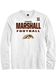 Terence Marshall Western Michigan Broncos White Football NIL Stacked Box Long Sleeve Player T Shir..