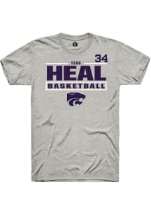 Tess Heal K-State Wildcats Ash NIL Stacked Box Short Sleeve Player T Shirt