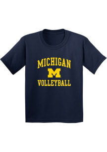 Michigan Wolverines Youth Navy Blue Arch Logo Volleyball Short Sleeve T-Shirt