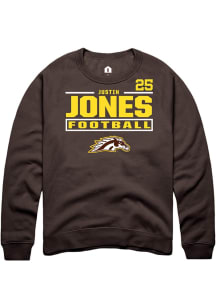 Justin Jones Western Michigan Broncos Mens Brown Football NIL Stacked Box Player Crew