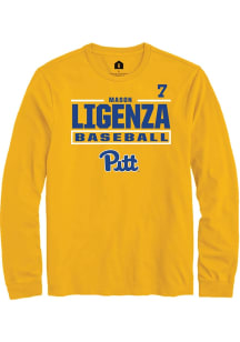 Mason Ligenza Pitt Panthers Gold NIL Stacked Box Long Sleeve Player T Shirt