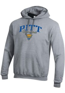 Champion Pitt Panthers Mens Grey Grandma Script Powerblend Long Sleeve Hoodie