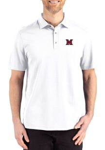 Cutter and Buck Miami RedHawks Mens White Advantage Refresh Short Sleeve Polo