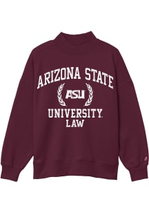 League Arizona State Sun Devils Womens Maroon Diana Law Mock Neck Crew Sweatshirt