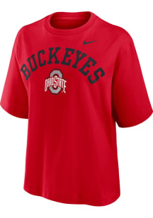 Nike Ohio State Buckeyes Womens Red Boxy Short Sleeve T-Shirt