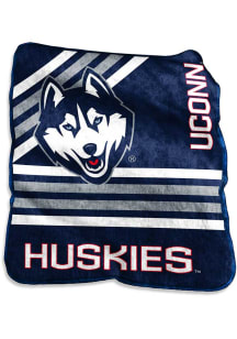 UConn Huskies Stripe Raschel Raschel Throw Blanket - Navy Blue