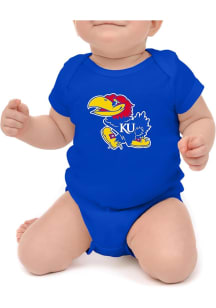 Little King Kansas Jayhawks Baby Blue Primary Logo Short Sleeve One Piece