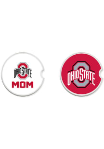Ohio State Buckeyes Mom Set of 2 Car Coaster - White